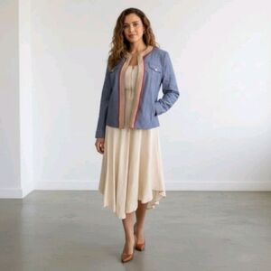 St. John Sport Lighweight Blue Jacket Size Large Contrast Yrim